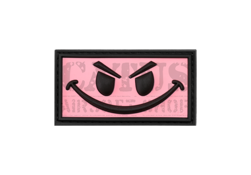 Nášivka na suchý zips 3D Evil Smiley Rózsaszín 