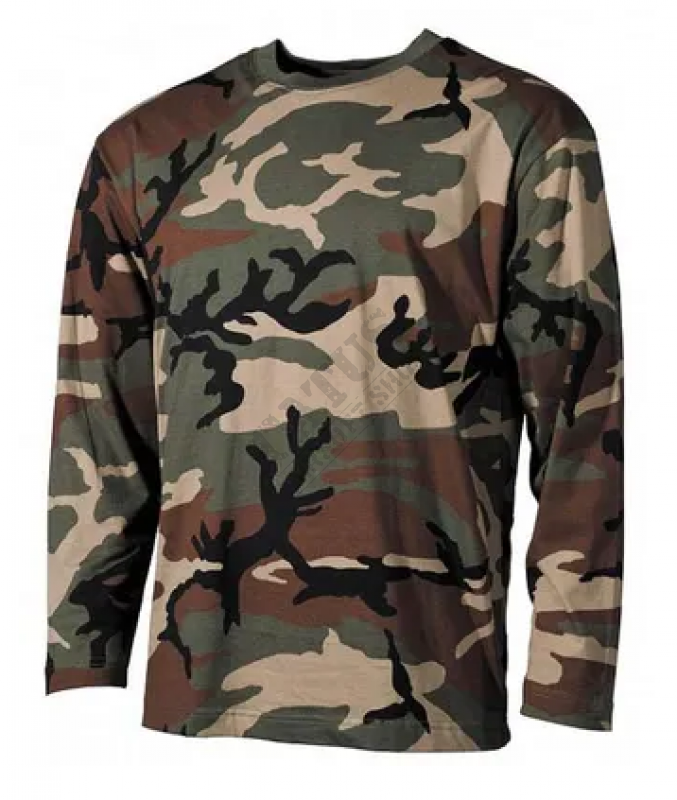US camouflage T-shirt with long sleeves MFH Woodland XXL