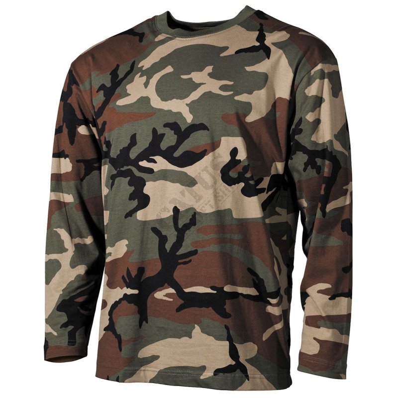 US camouflage T-shirt with long sleeves MFH Woodland XL
