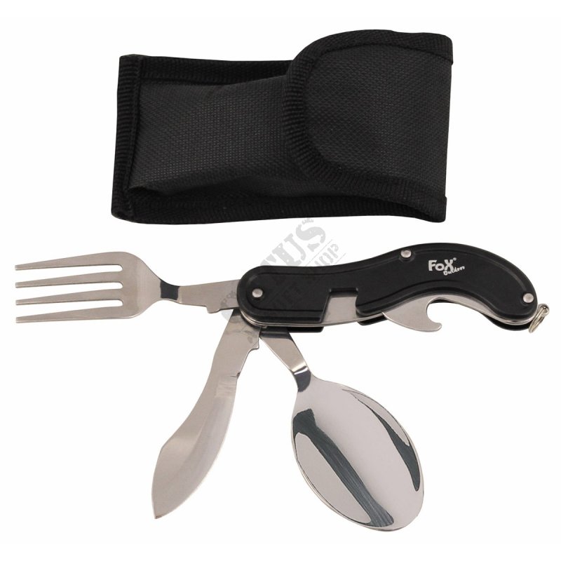 Cutlery folding set 4 in 1 FOX Fekete 
