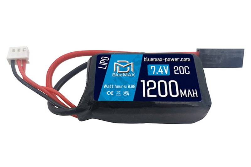 Airsoft battery LiPo 7,4V 1200mAh 20C PEQ micro Tamiya BlueMax  