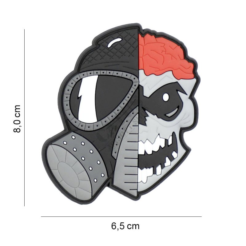 3D Velcro patch Skull with brains and gasmask 101 INC  